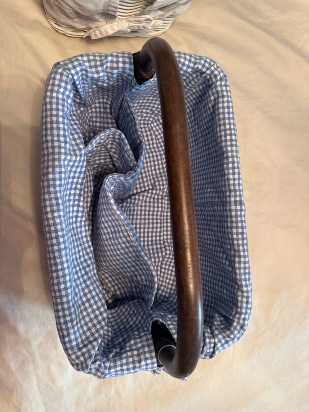 Pottery Barn Kids Sabrina Diaper Caddy with Blue Gingham Lining